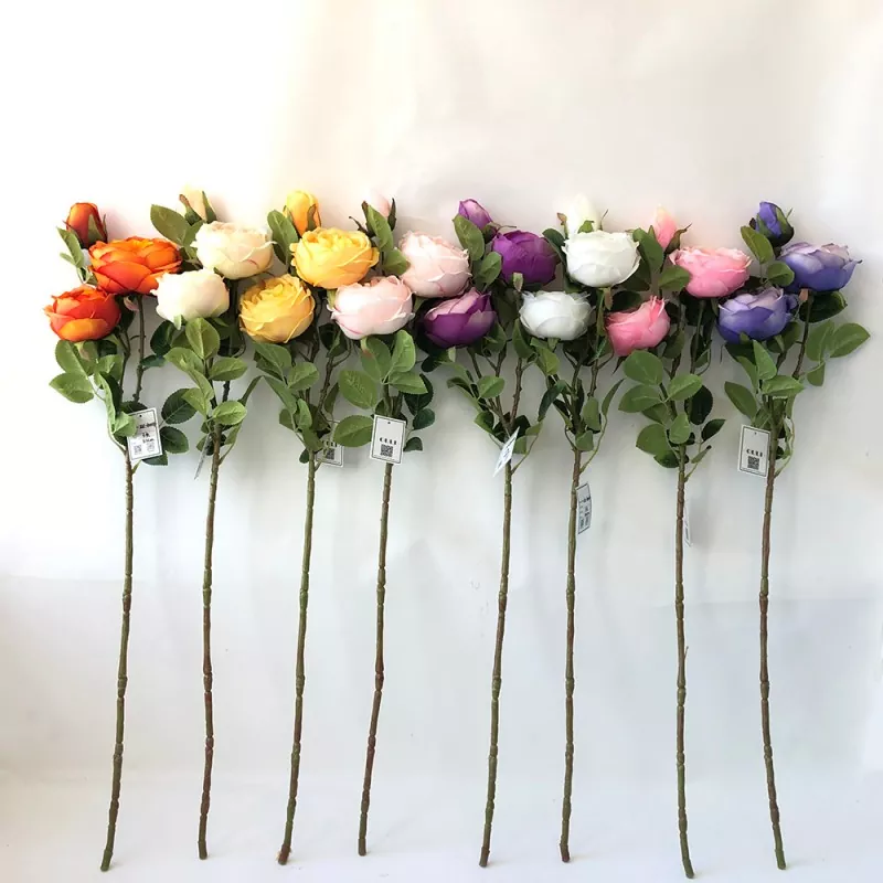 3 teste di seta fiore di peonia