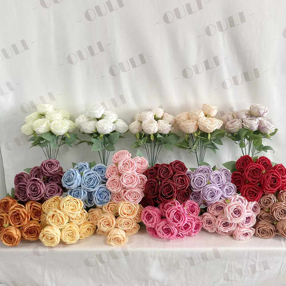 9 teste bouquet rosa artificiale